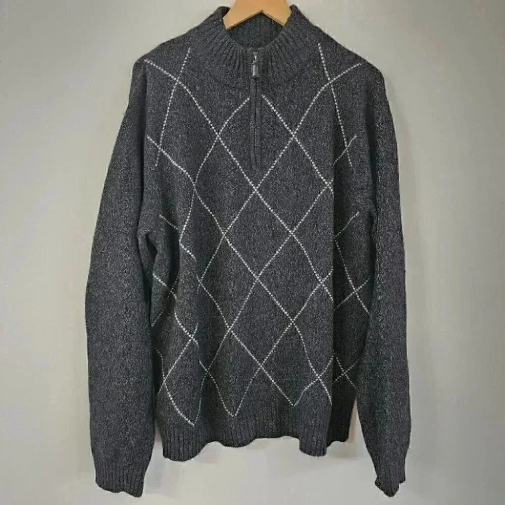 Grayson & Dunn Mock 1/4 Zip Wool Men's Sweater XL